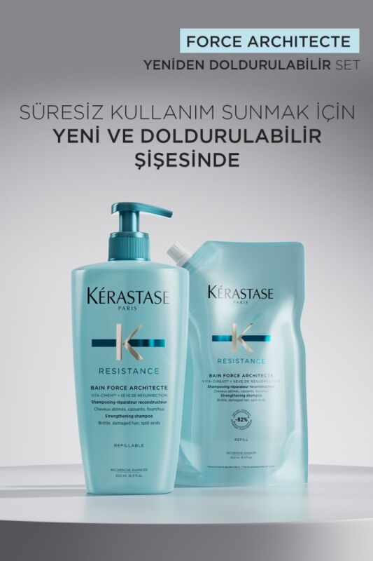 Kerastase Resistance Bain Force Architecte Zayıf Ve Yıpranmış Saçlar Için Onarıcı Şampuan 500 ml - 4