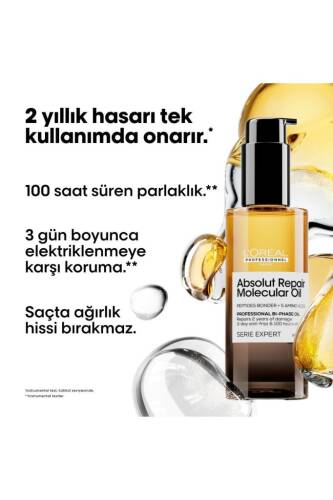 Serie Expert Absolut Repair Molecular Çift Fazlı Profesyonel Bakım Yağı 90 ml - 3