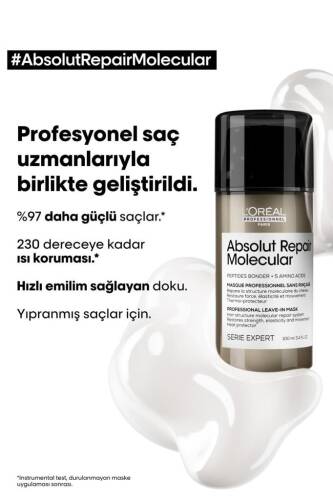 Serie Expert Absolut Repair Molecular Tüm Yıpranmış Saçlar İçin Durulanmayan Maske 100 ml - 7
