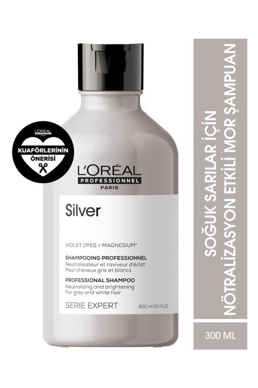 Serie Expert Silver Çok Açık Sarı, Gri Ve Beyaz Saçlar Için Renk Dengeleyici Mor Şampuanı 300 Ml - 1