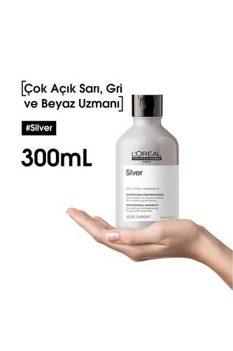 Serie Expert Silver Çok Açık Sarı, Gri Ve Beyaz Saçlar Için Renk Dengeleyici Mor Şampuanı 300 Ml - 8