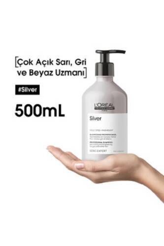 Serie Expert Silver Çok Açık Sarı Gri ve Beyaz Saçlar İçin Renk Dengeleyici Mor Şampuanı 500 ml - 4
